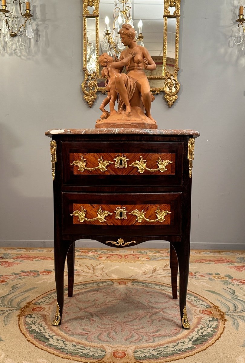 Petite Commode d'Entre Deux En Marqueterie d'Epoque Régence Vers 1730-photo-4