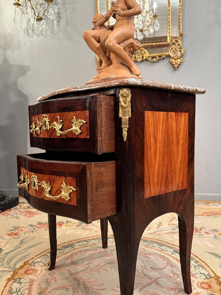 Petite Commode d'Entre Deux En Marqueterie d'Epoque Régence Vers 1730-photo-1