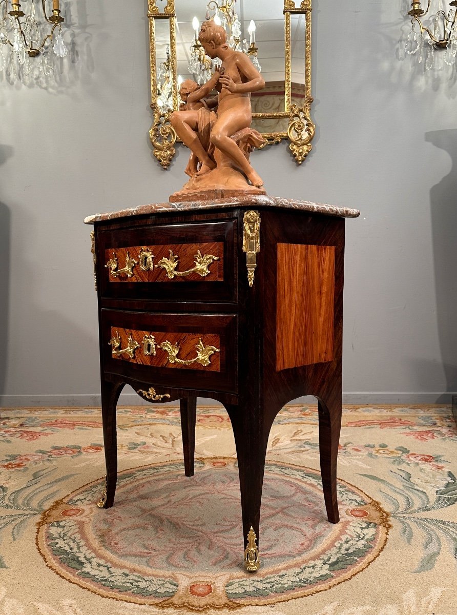 Petite Commode d'Entre Deux En Marqueterie d'Epoque Régence Vers 1730-photo-4