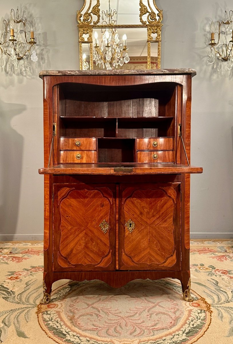 Louis XV Louis XVI Transition Period Marquetry Secretary Circa 1770-photo-2