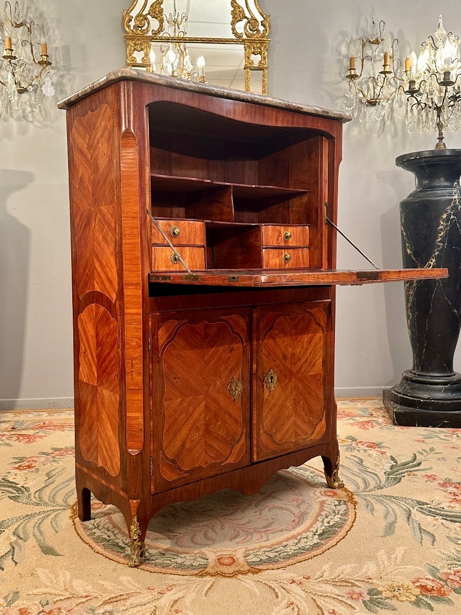 Louis XV Louis XVI Transition Period Marquetry Secretary Circa 1770-photo-4