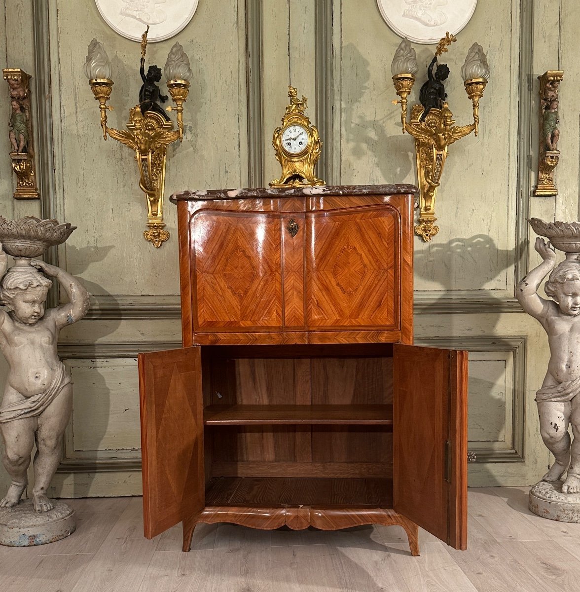 Louis XV Louis XVI Transition Style Marquetry Secretary 19th Century-photo-2