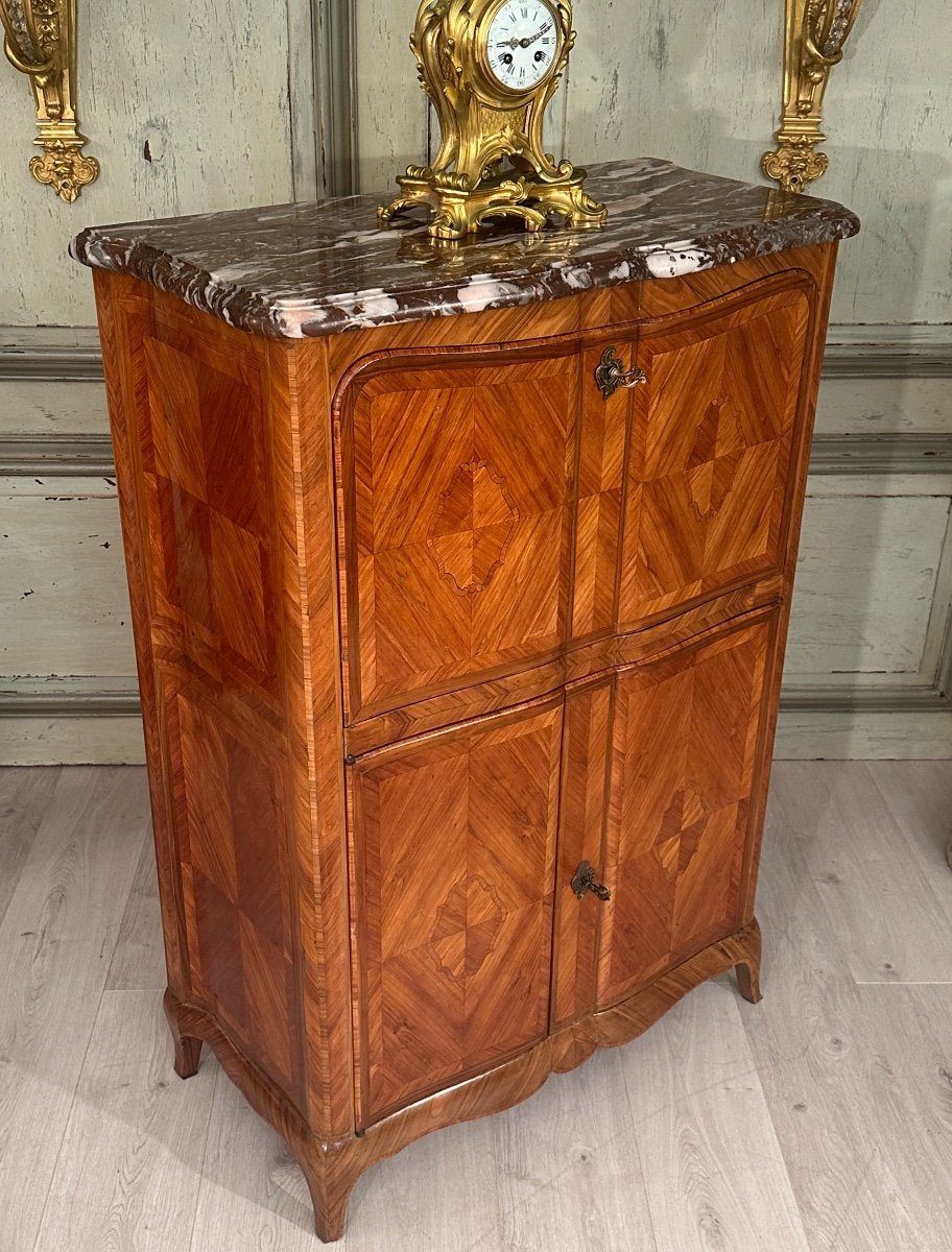 Louis XV Louis XVI Transition Style Marquetry Secretary 19th Century-photo-4