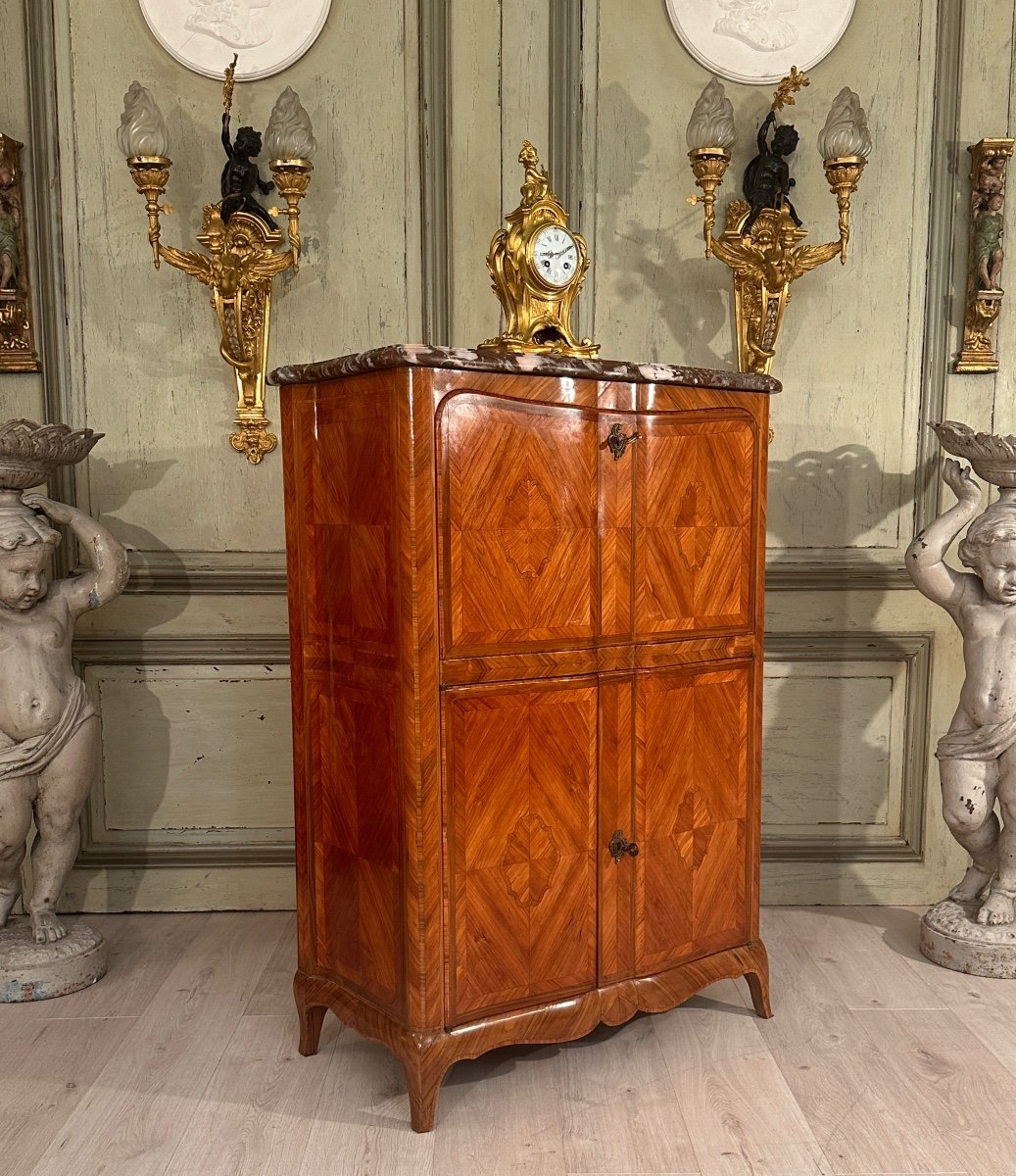 Louis XV Louis XVI Transition Style Marquetry Secretary 19th Century-photo-6