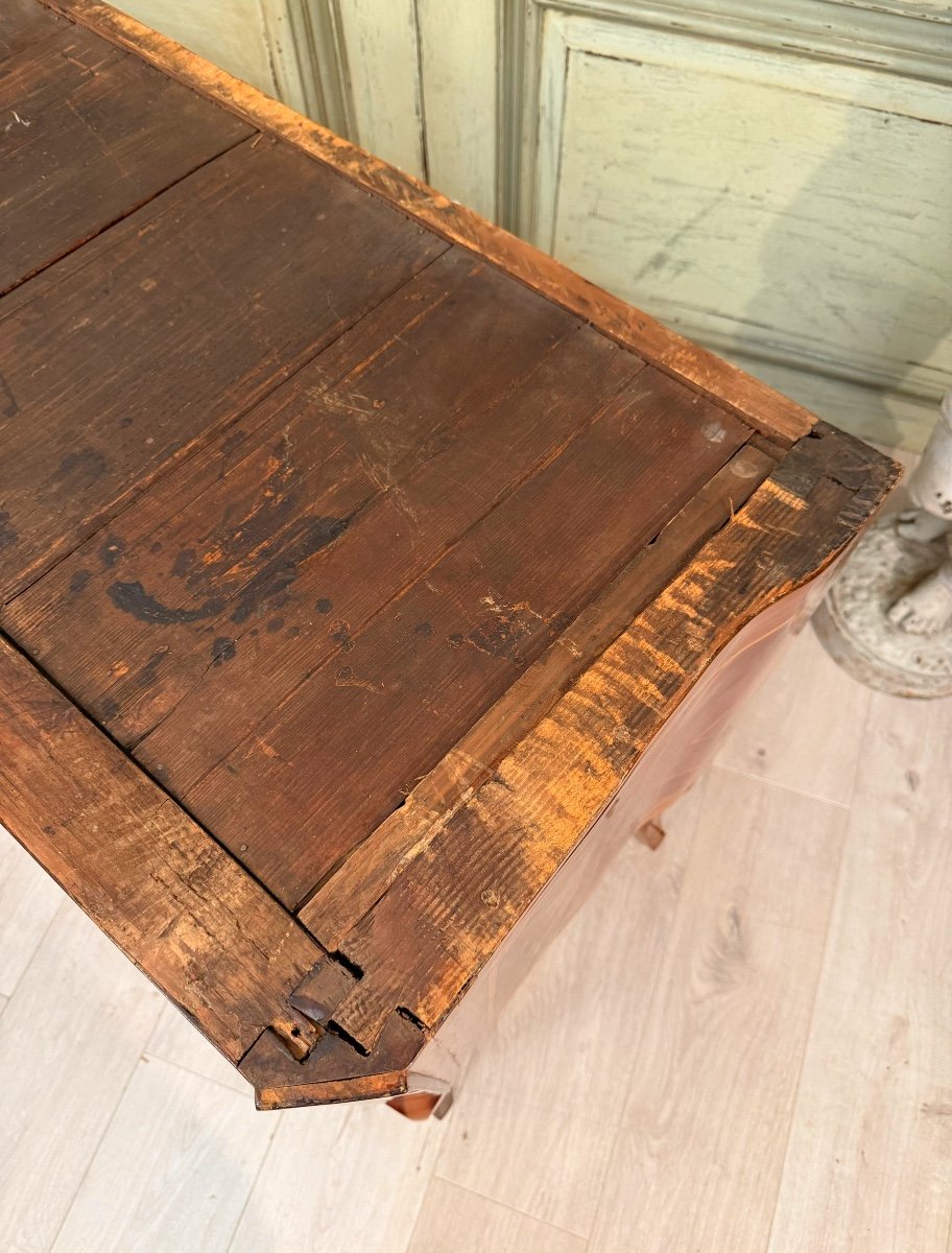 Transition Period Marquetry Sauteuse Chest Of Drawers Circa 1760-photo-2