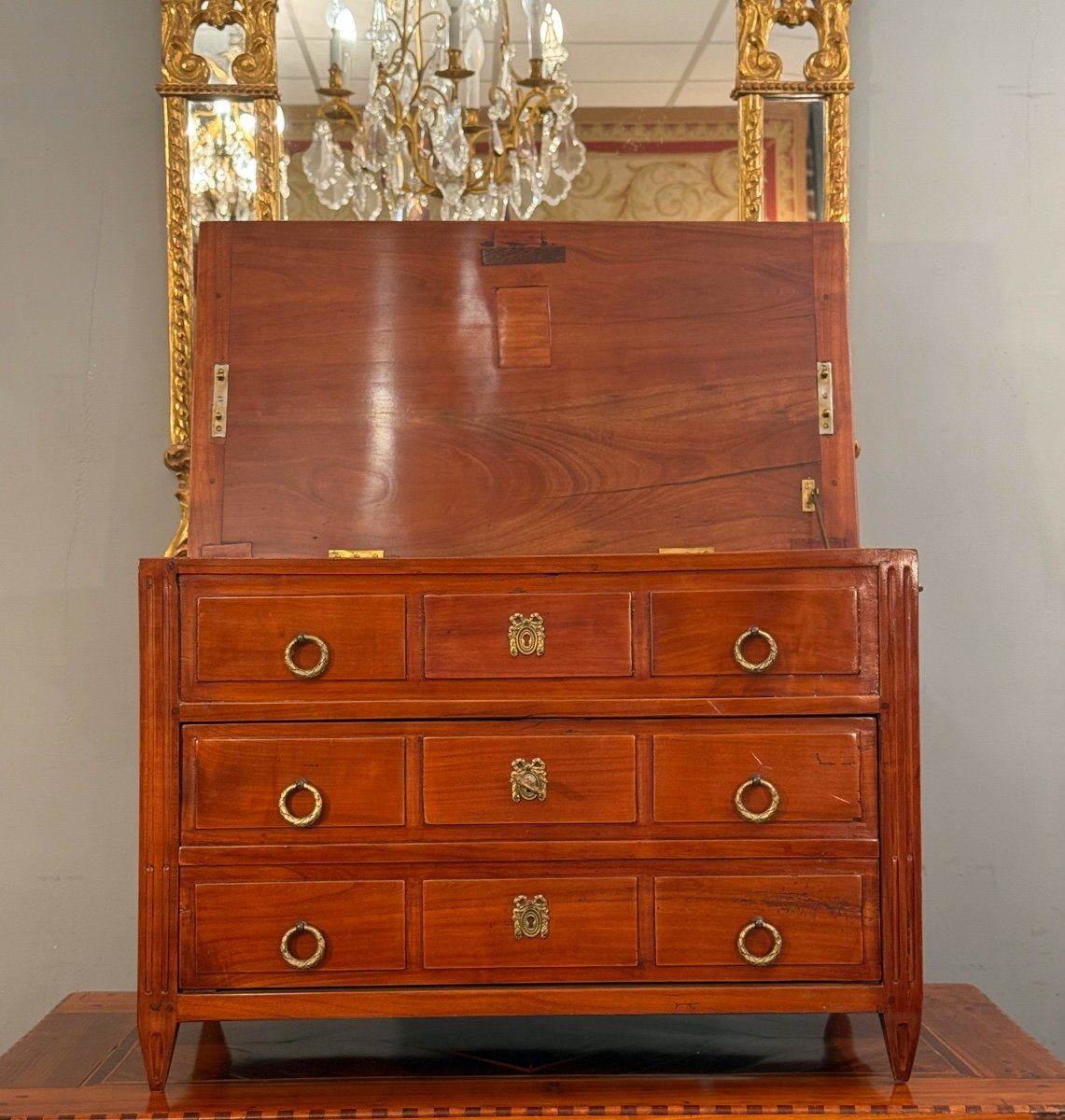 Small Chest Of Drawers Known As Master's Chest In Mahogany From The Louis XVI Period, Circa 1780-photo-3