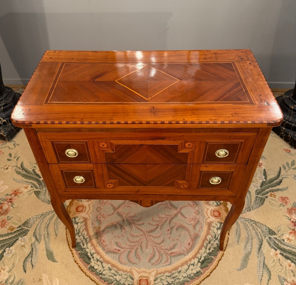 Louis XV Period Marquetry Sauteuse Chest Of Drawers Circa 1750-photo-1