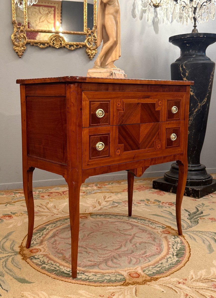 Louis XV Period Marquetry Sauteuse Chest Of Drawers Circa 1750-photo-2