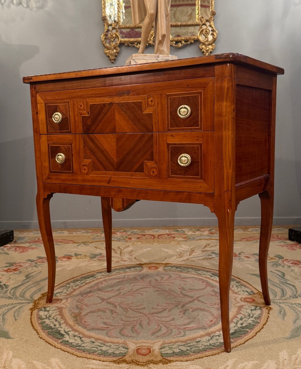 Louis XV Period Marquetry Sauteuse Chest Of Drawers Circa 1750-photo-3