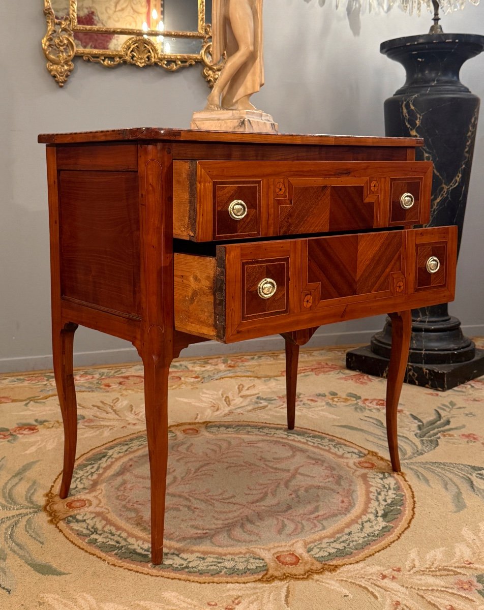 Louis XV Period Marquetry Sauteuse Chest Of Drawers Circa 1750-photo-4