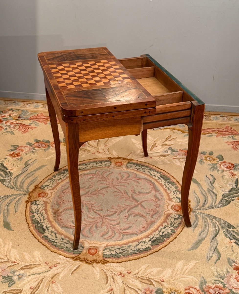 Table A Jeux Marqueterie d'Epoque Louis XV Vers 1750-photo-3