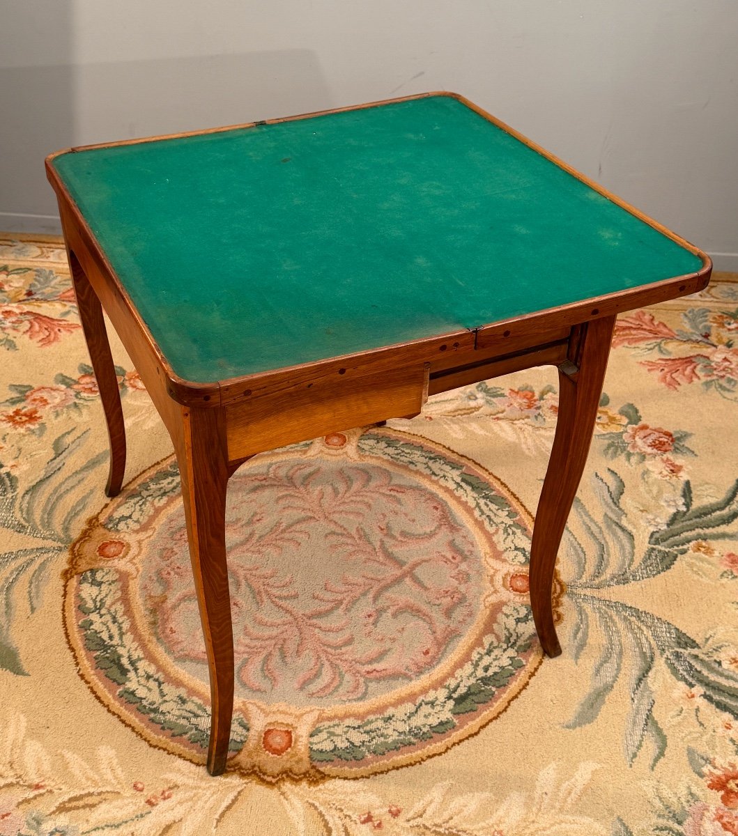 Table A Jeux Marqueterie d'Epoque Louis XV Vers 1750-photo-4