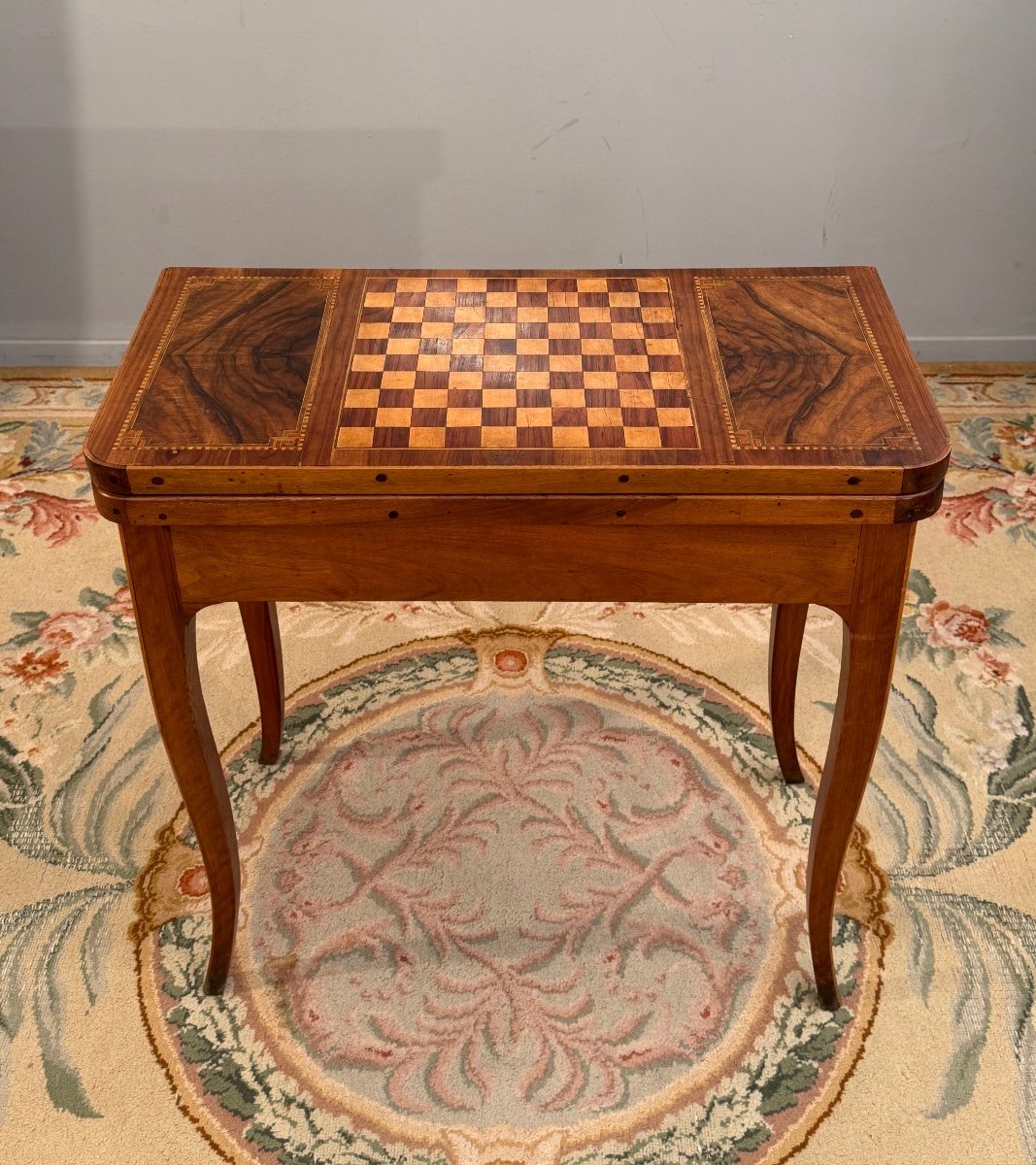 Table A Jeux Marqueterie d'Epoque Louis XV Vers 1750-photo-3