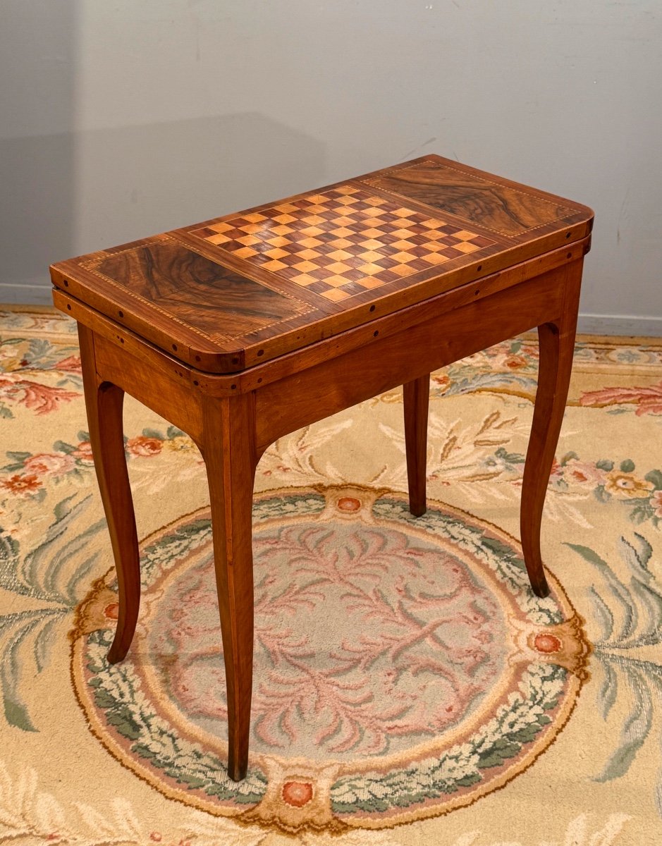 Table A Jeux Marqueterie d'Epoque Louis XV Vers 1750