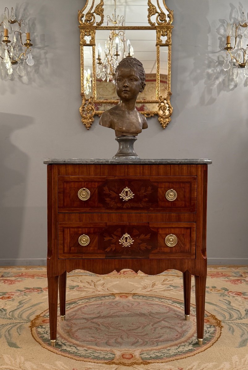 Small Louis XVI Period Marquetry Chest Of Drawers Circa 1780-photo-2