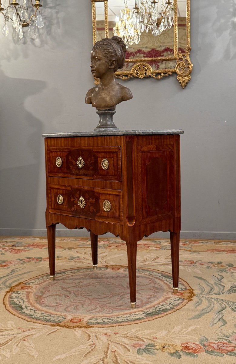 Small Louis XVI Period Marquetry Chest Of Drawers Circa 1780-photo-3