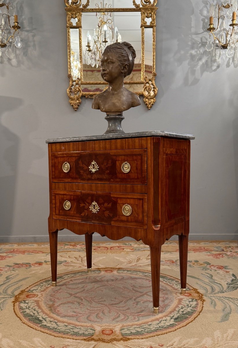 Small Louis XVI Period Marquetry Chest Of Drawers Circa 1780-photo-4