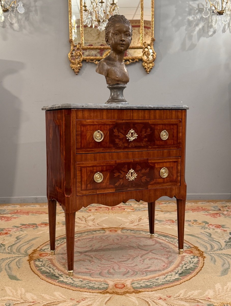 Small Louis XVI Period Marquetry Chest Of Drawers Circa 1780