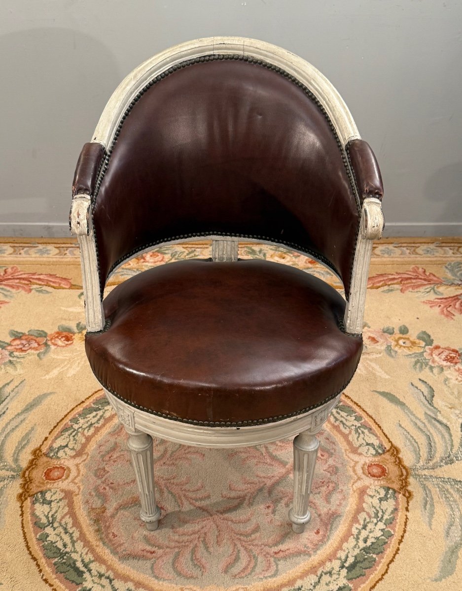 Louis XVI Period Swivel Office Chair With Rolling Bearings, Circa 1780-photo-3