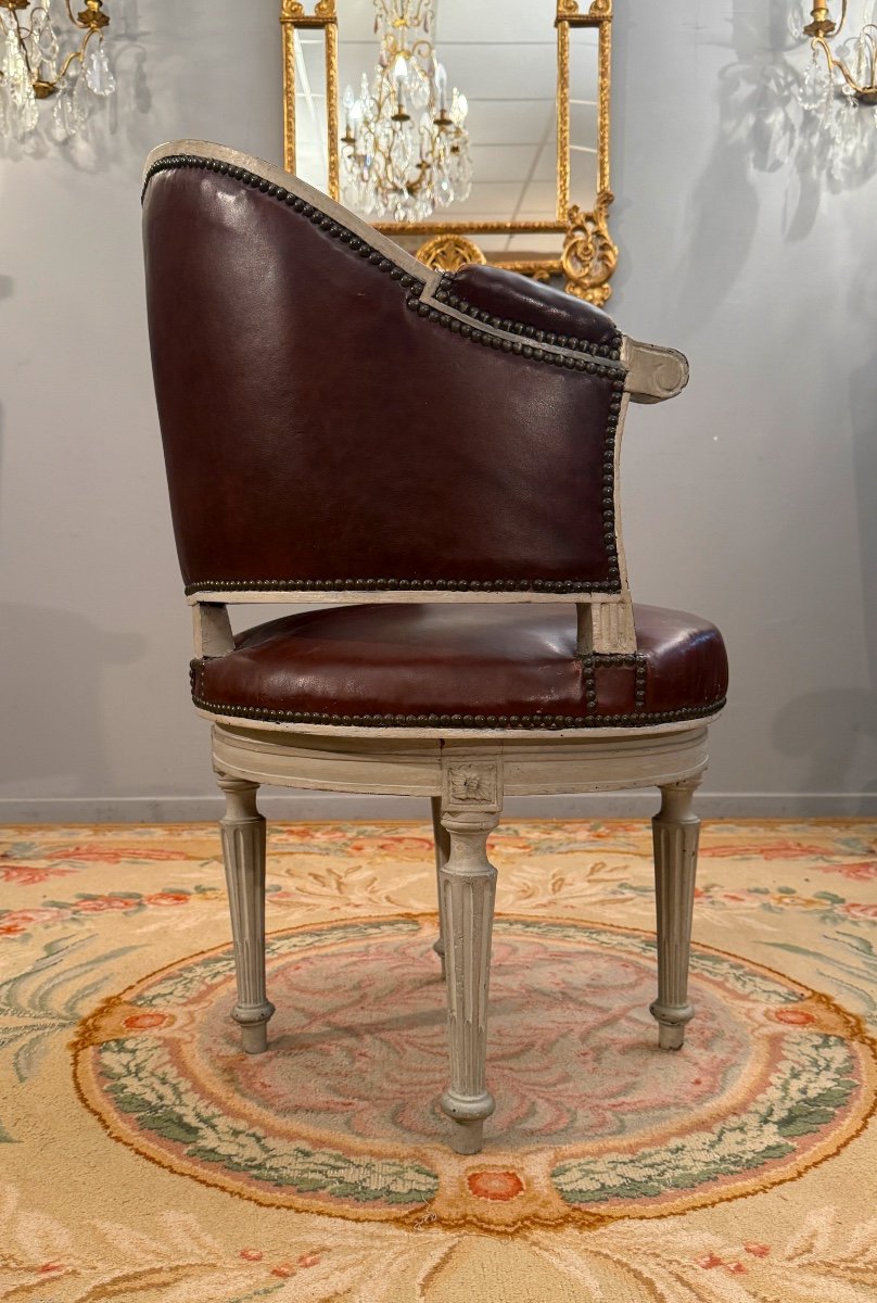 Louis XVI Period Swivel Office Chair With Rolling Bearings, Circa 1780-photo-4