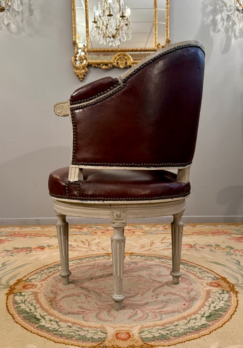 Louis XVI Period Swivel Office Chair With Rolling Bearings, Circa 1780-photo-2