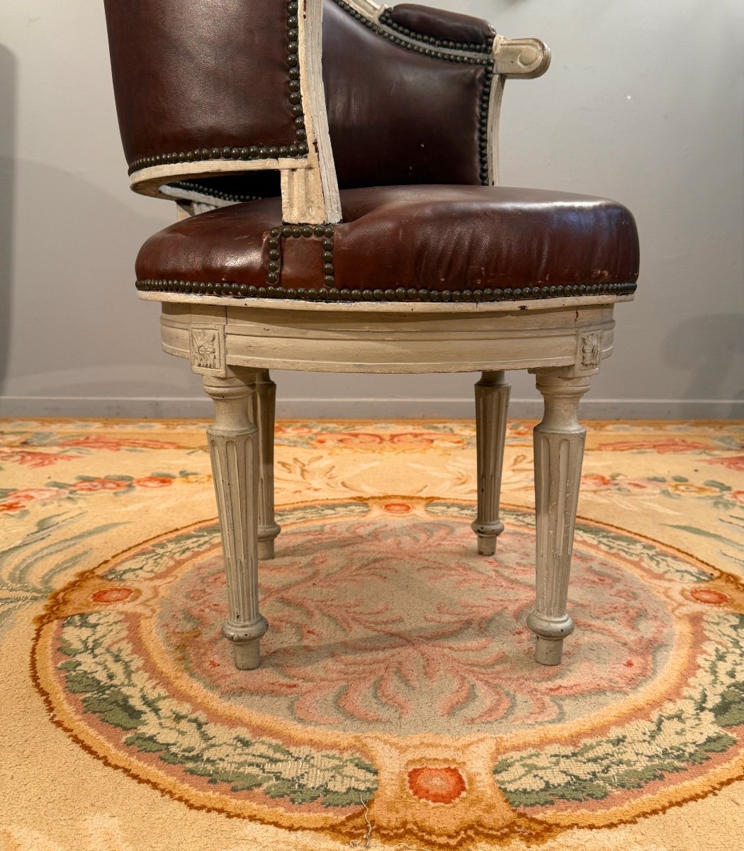 Louis XVI Period Swivel Office Chair With Rolling Bearings, Circa 1780-photo-4