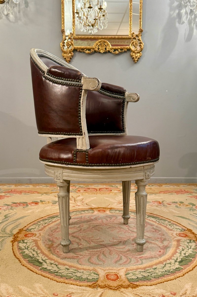 Louis XVI Period Swivel Office Chair With Rolling Bearings, Circa 1780-photo-7