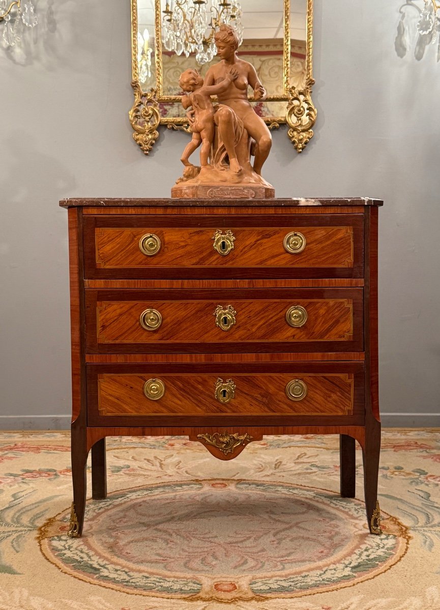 Commode En Marqueterie d'Epoque Transition Louis XV Louis XV Vers 1760-photo-2