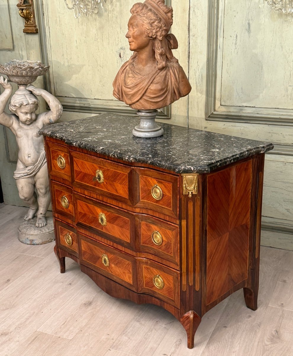 Lapie Nicolas Alexandre, Transition Period Marquetry Chest Of Drawers Stamped, Circa 1760-photo-3