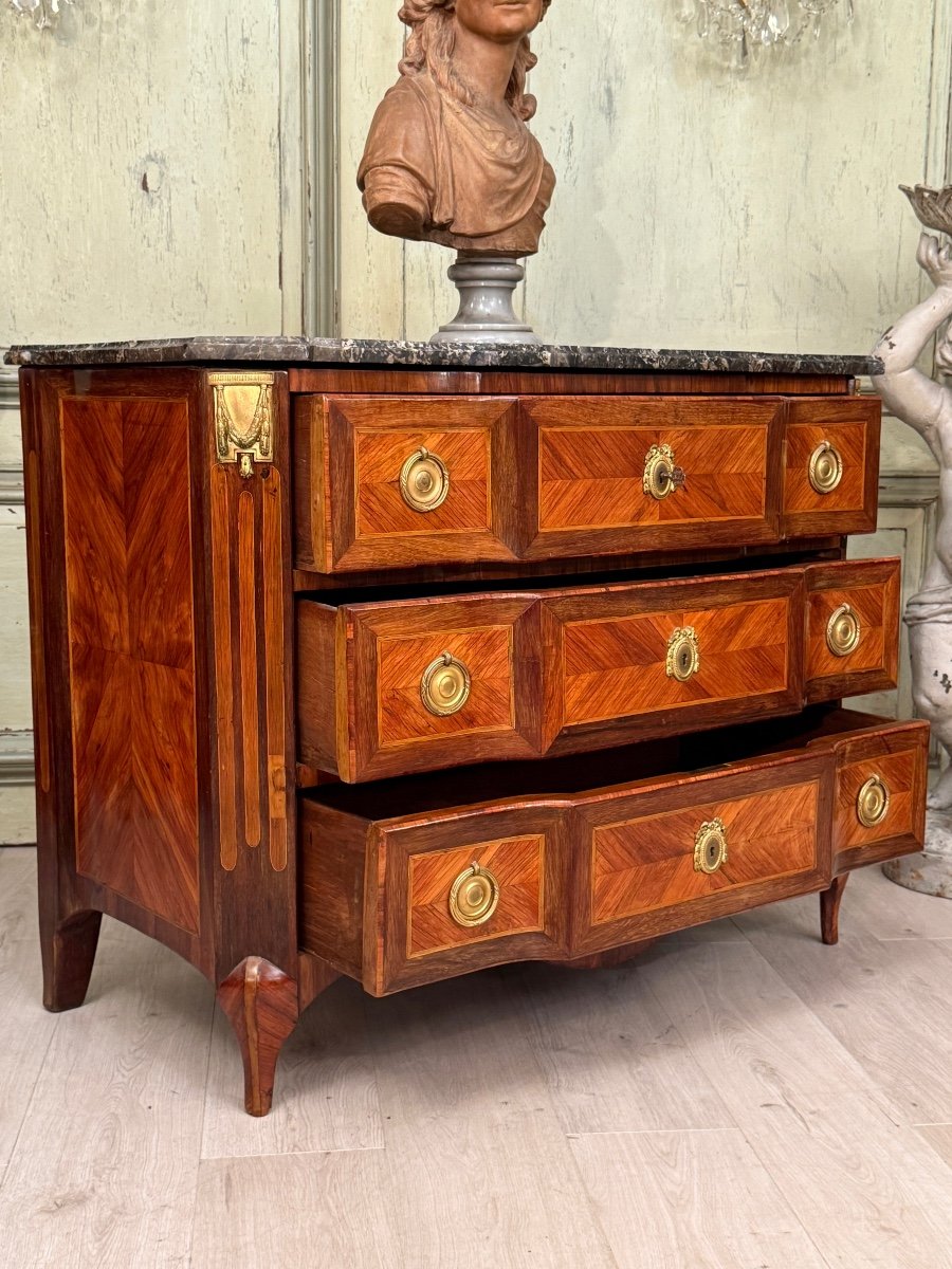 Lapie Nicolas Alexandre, Transition Period Marquetry Chest Of Drawers Stamped, Circa 1760-photo-1