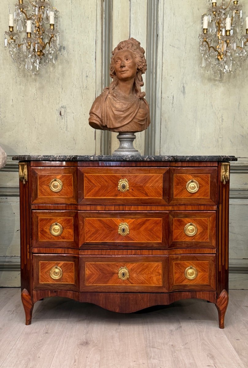 Lapie Nicolas Alexandre, Transition Period Marquetry Chest Of Drawers Stamped, Circa 1760-photo-4