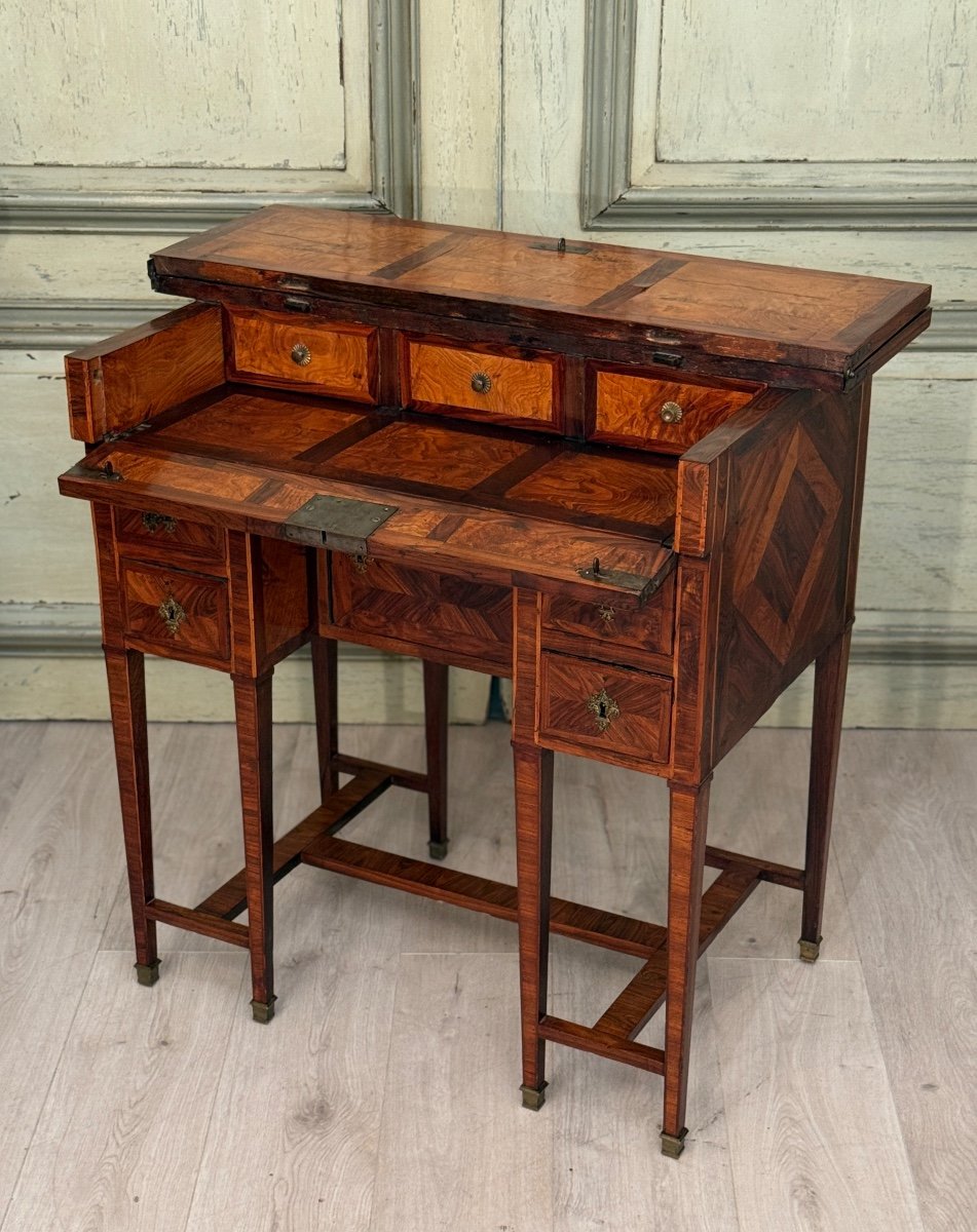 Bureau Mazarin Dit De Changeur En Marqueterie d'Epoque XVIIIème