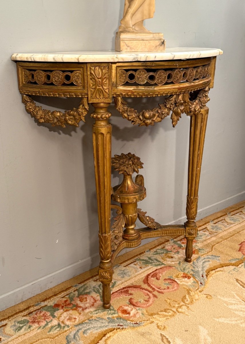 Console En Bois Doré d'Epoque Louis XVI Vers 1780-photo-3