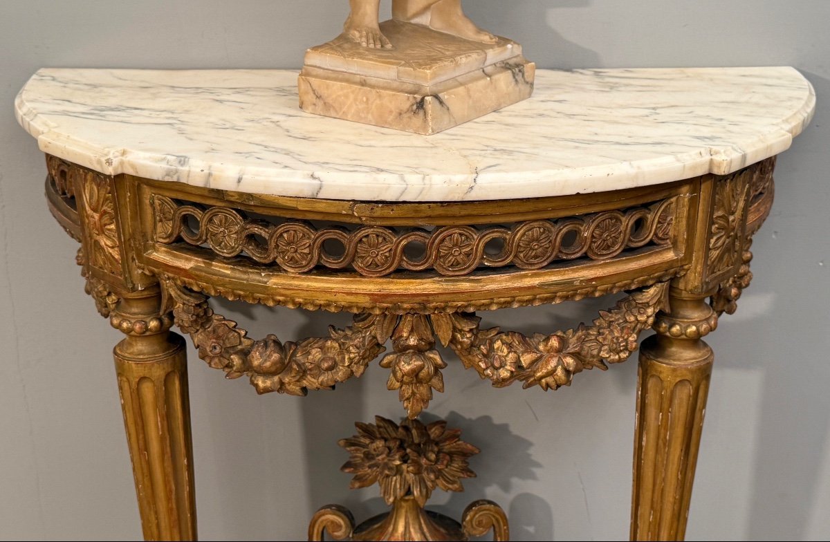 Console En Bois Doré d'Epoque Louis XVI Vers 1780-photo-3