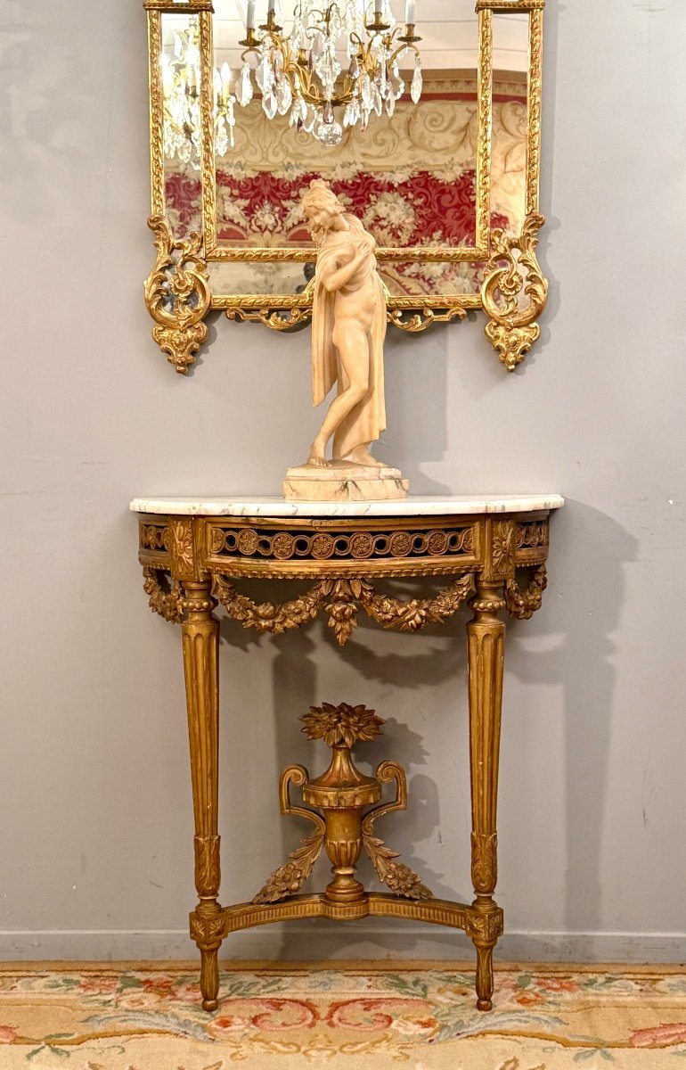 Console En Bois Doré d'Epoque Louis XVI Vers 1780-photo-4