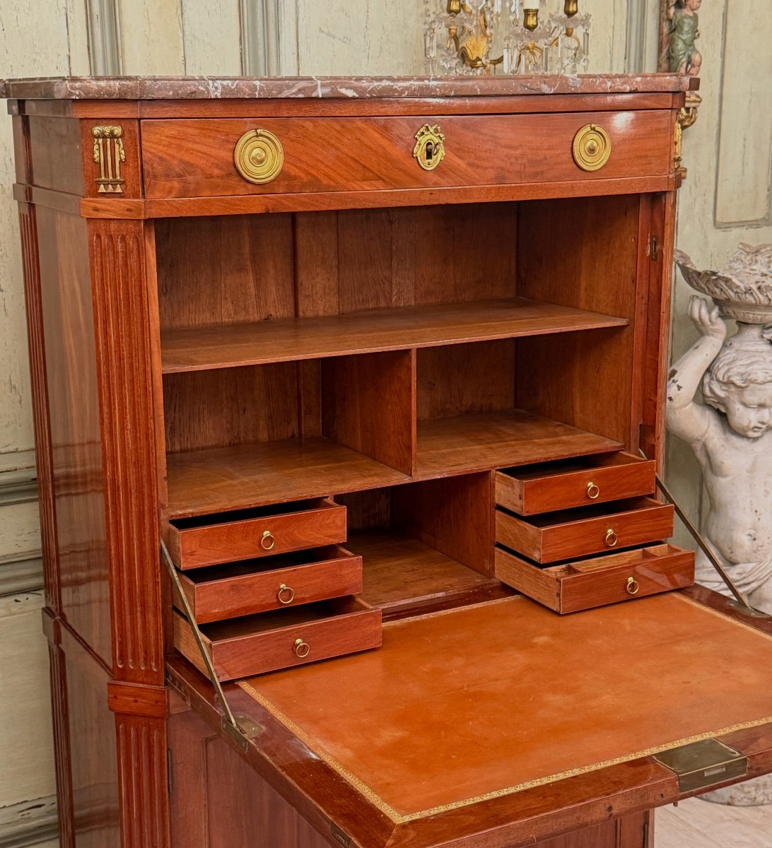 Jacques Bircklé, Louis XVI Stamped Mahogany Secretary, Circa 1780-photo-2