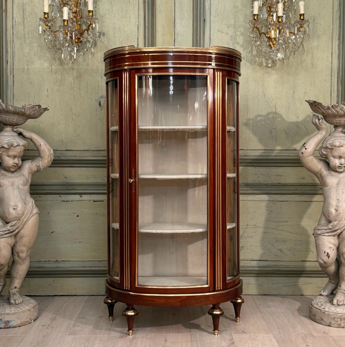 Louis XVI Style Mahogany Display Cabinet Circa 1860-photo-5