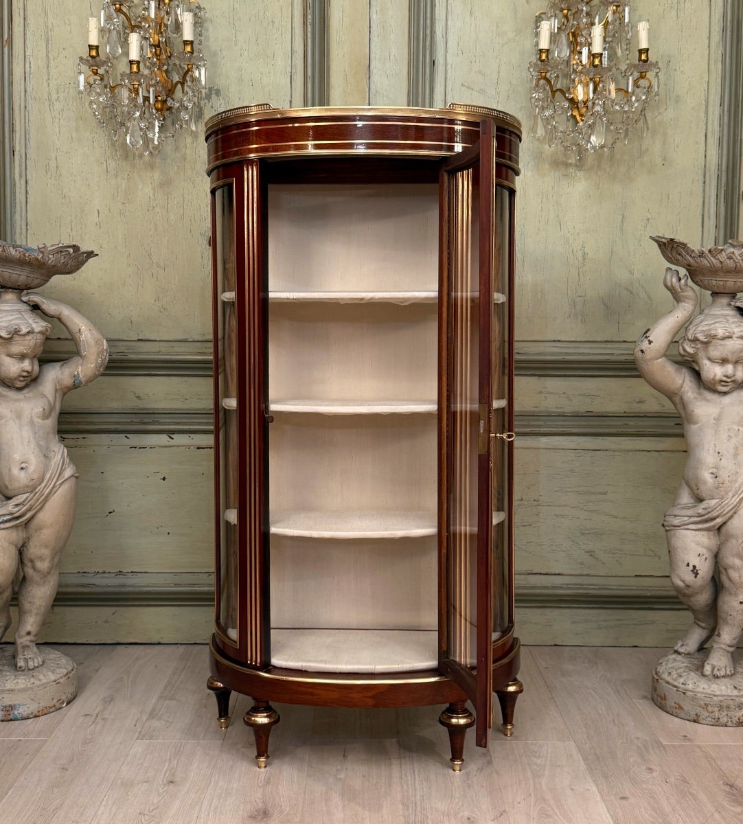 Louis XVI Style Mahogany Display Cabinet Circa 1860-photo-7