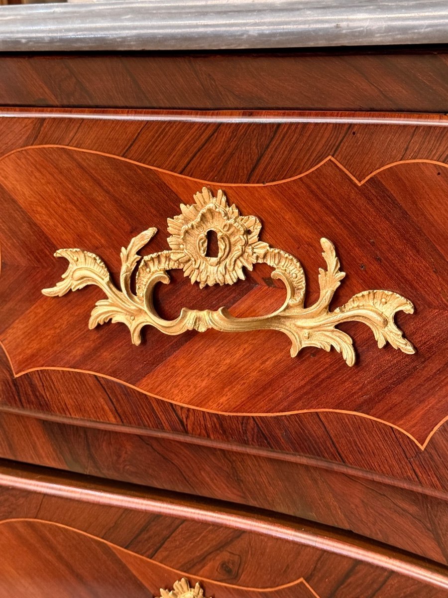 Commode Sauteuse En Marqueterie d'Epoque Louis XV Vers 1750-photo-4