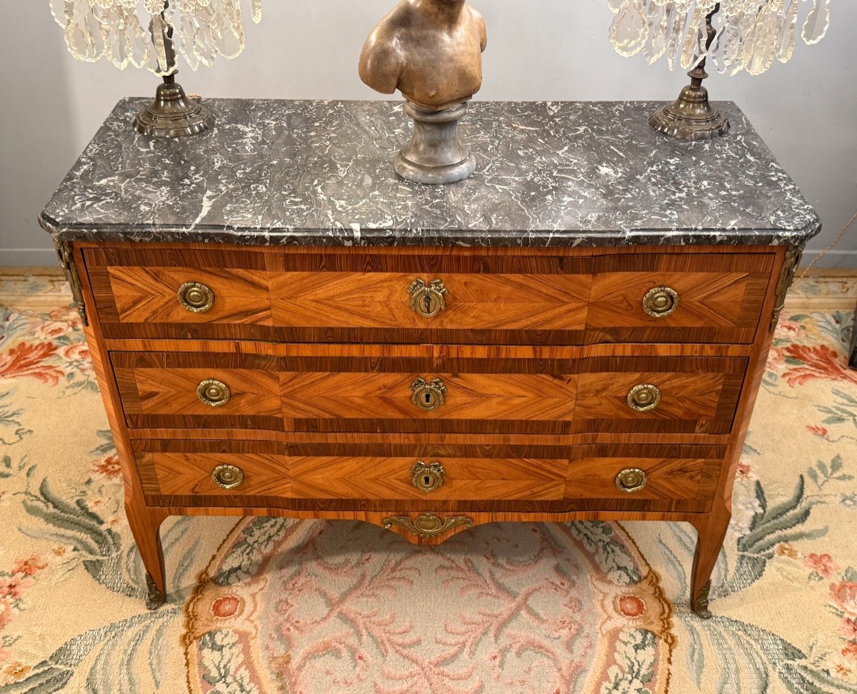 Pierre Roussel, Commode En Marqueterie Estampillée d'Epoque Transition Vers 1760-photo-2