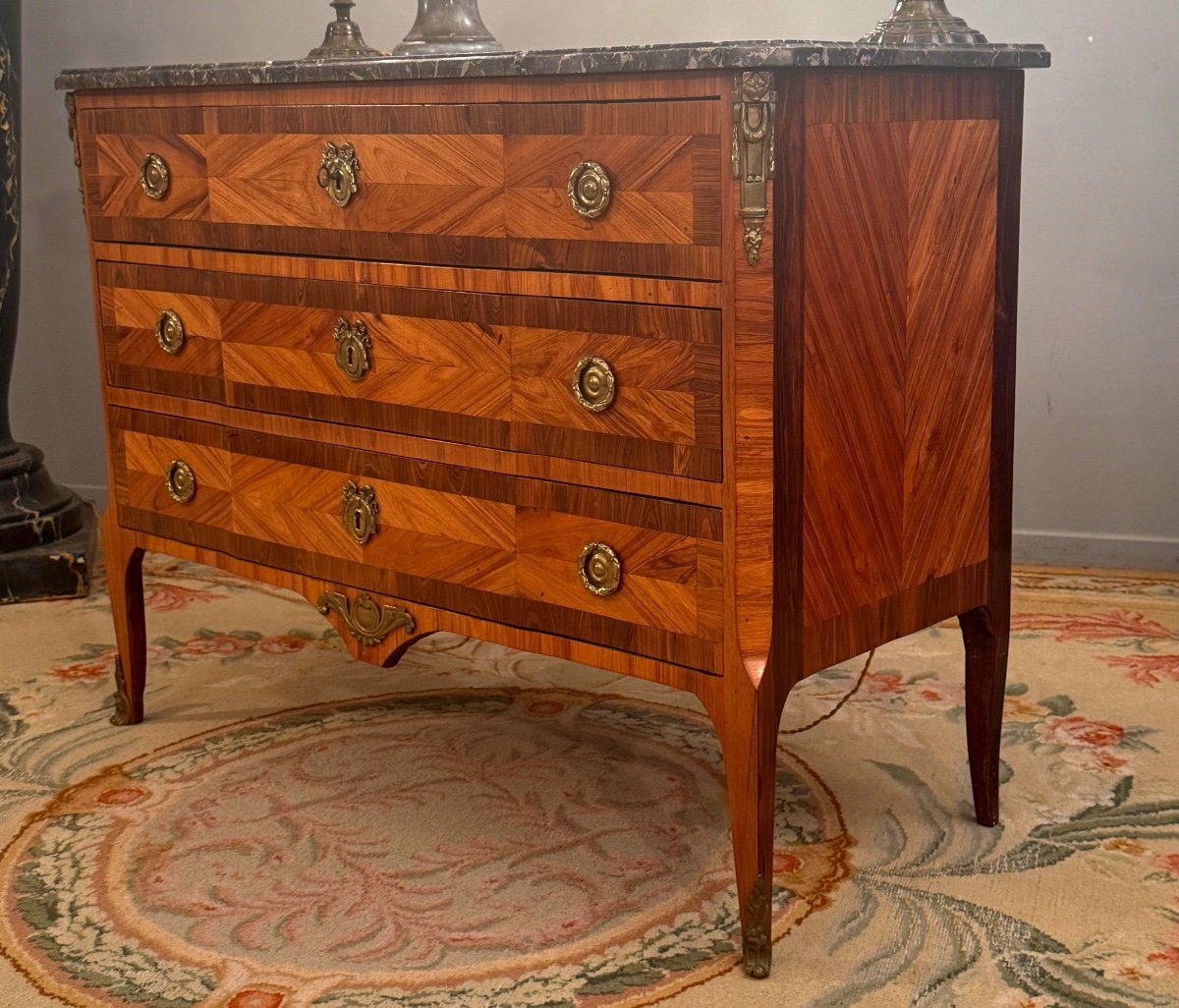 Pierre Roussel, Commode En Marqueterie Estampillée d'Epoque Transition Vers 1760-photo-4