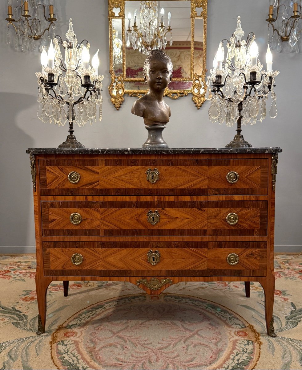 Pierre Roussel, Commode En Marqueterie Estampillée d'Epoque Transition Vers 1760-photo-3