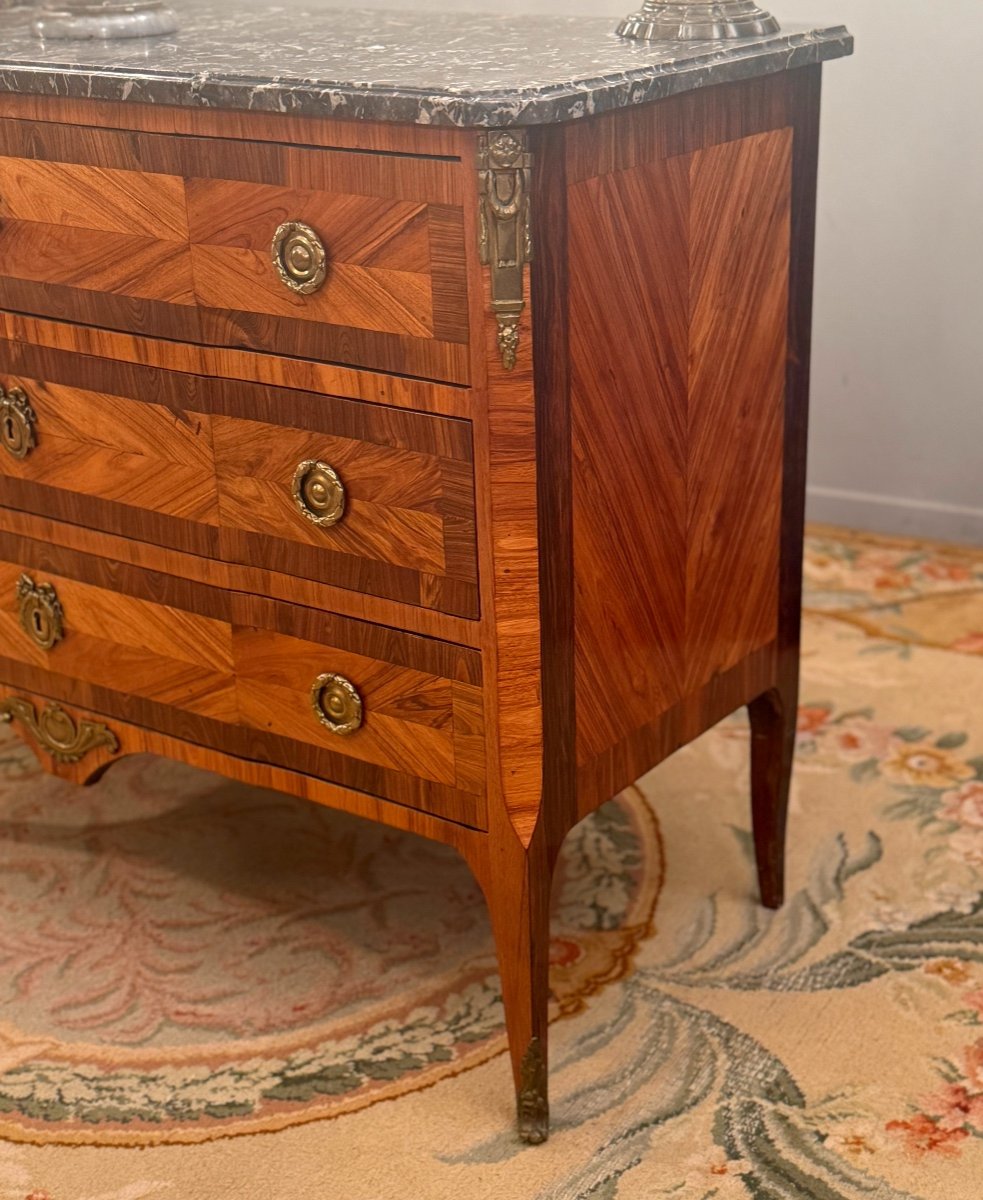 Pierre Roussel, Commode En Marqueterie Estampillée d'Epoque Transition Vers 1760-photo-3