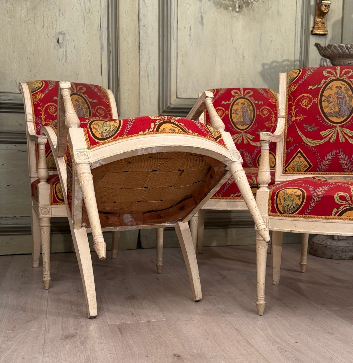 Lacquered Wood Living Room Furniture From The Directoire Period Circa 1790-photo-4