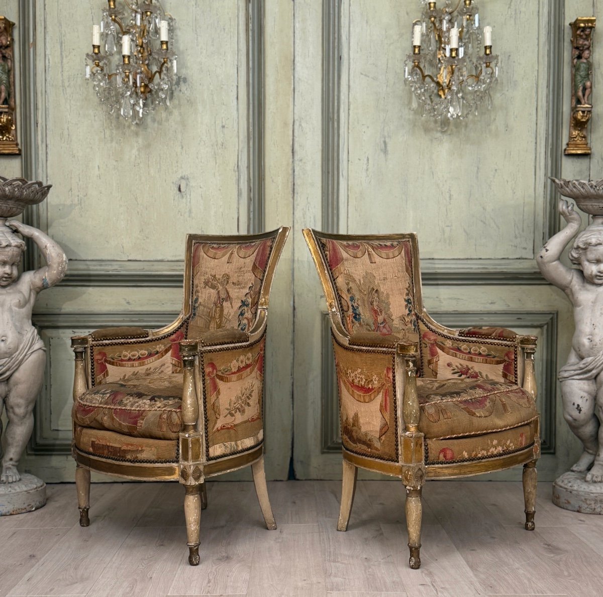 Mobilier De Château En Bois Laqué d'Epoque Directoire Vers 1790-photo-4