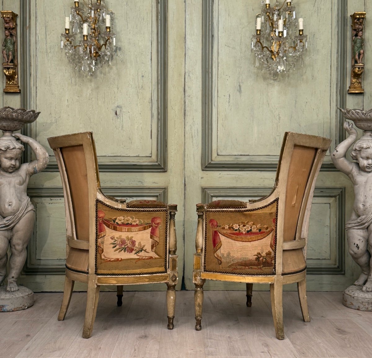 Mobilier De Château En Bois Laqué d'Epoque Directoire Vers 1790-photo-2