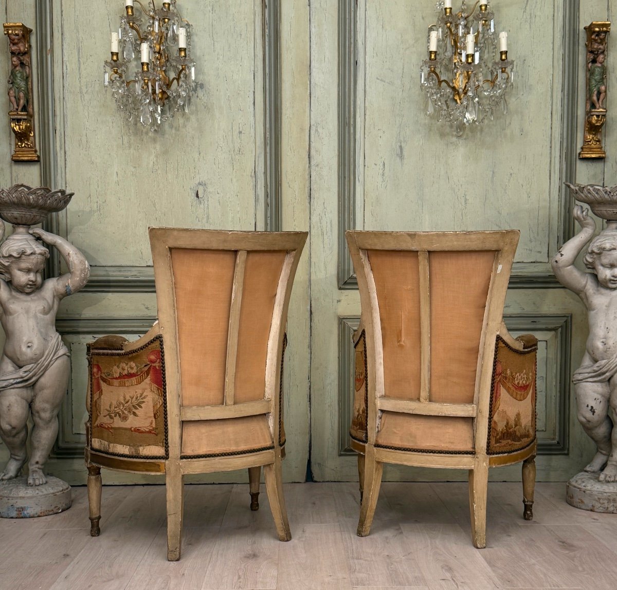 Mobilier De Château En Bois Laqué d'Epoque Directoire Vers 1790-photo-3