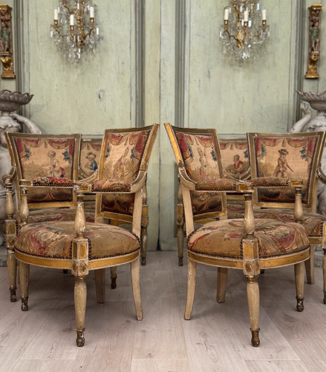 Mobilier De Château En Bois Laqué d'Epoque Directoire Vers 1790-photo-5