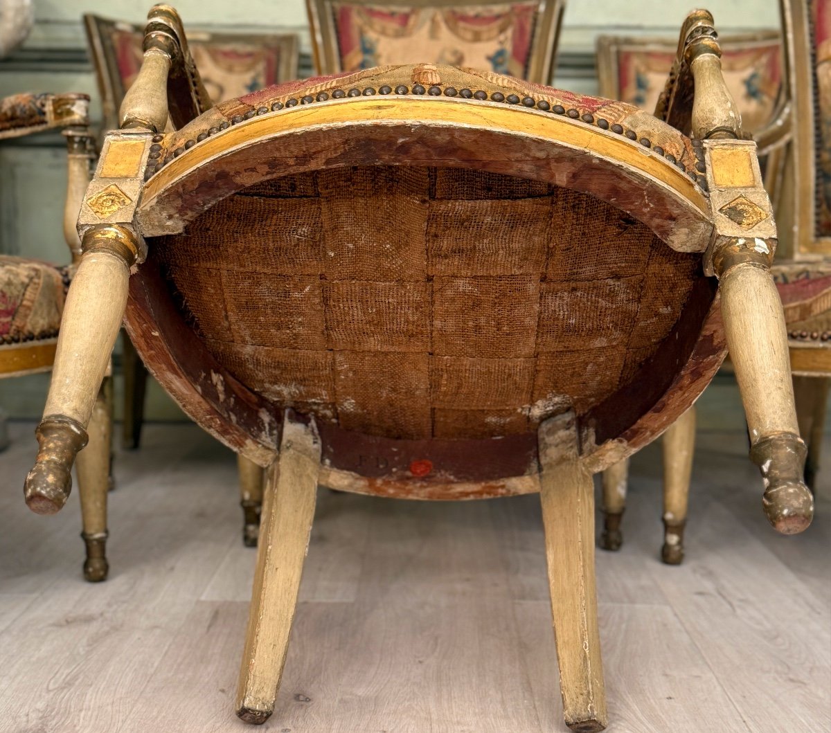 Mobilier De Château En Bois Laqué d'Epoque Directoire Vers 1790-photo-6