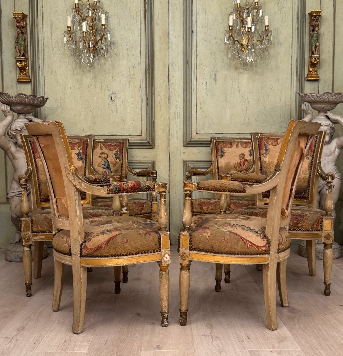 Mobilier De Château En Bois Laqué d'Epoque Directoire Vers 1790-photo-7